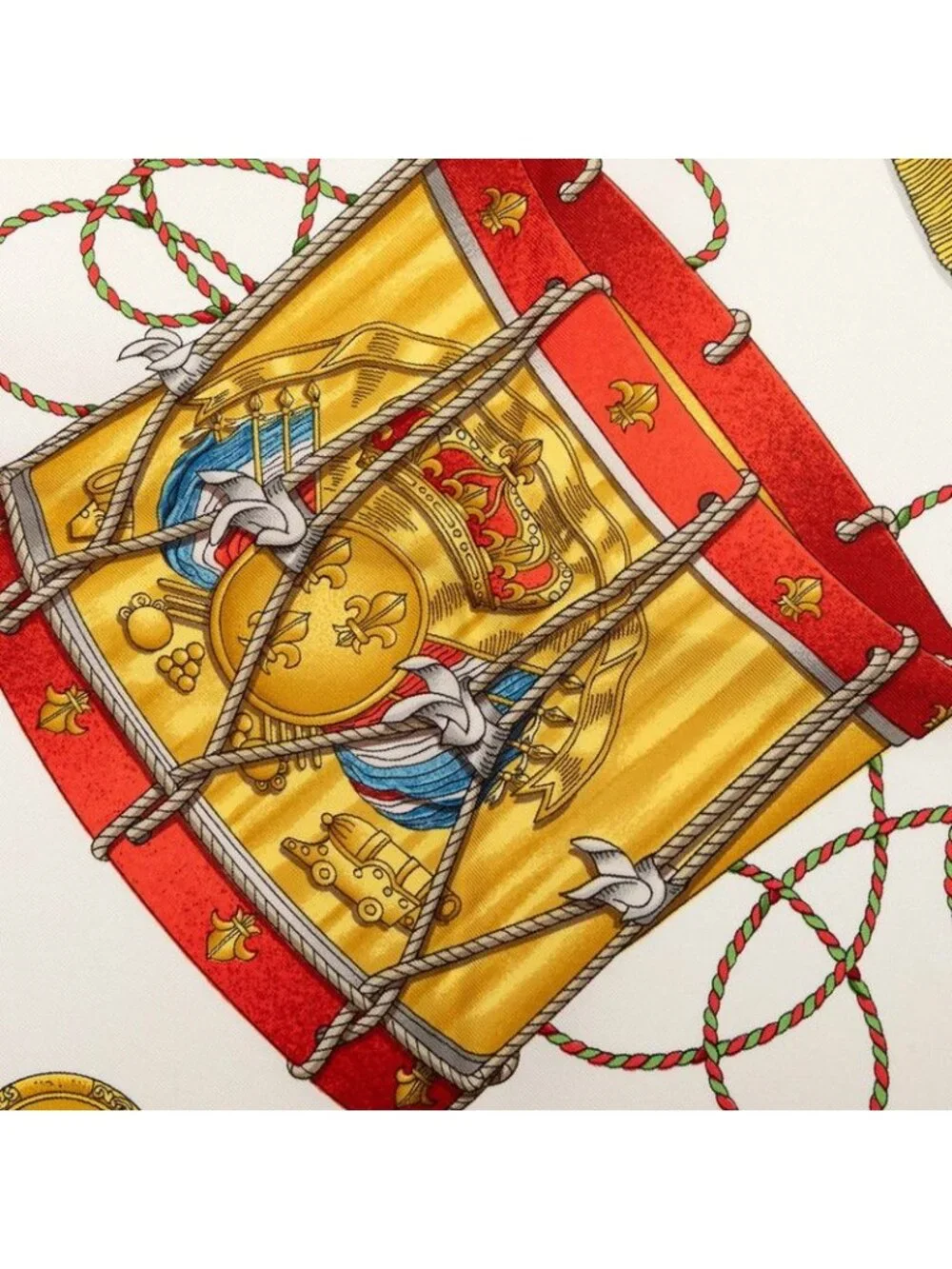 Hermes Carre 90 les Tambours Taiko Scarf Red Multicolor Silk